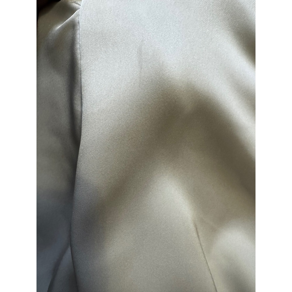 Babaton Satin Wrap Mini Dress Ivory 2XS Shawl Collar Tie Waist Long Sleeve - Picture 8 of 8